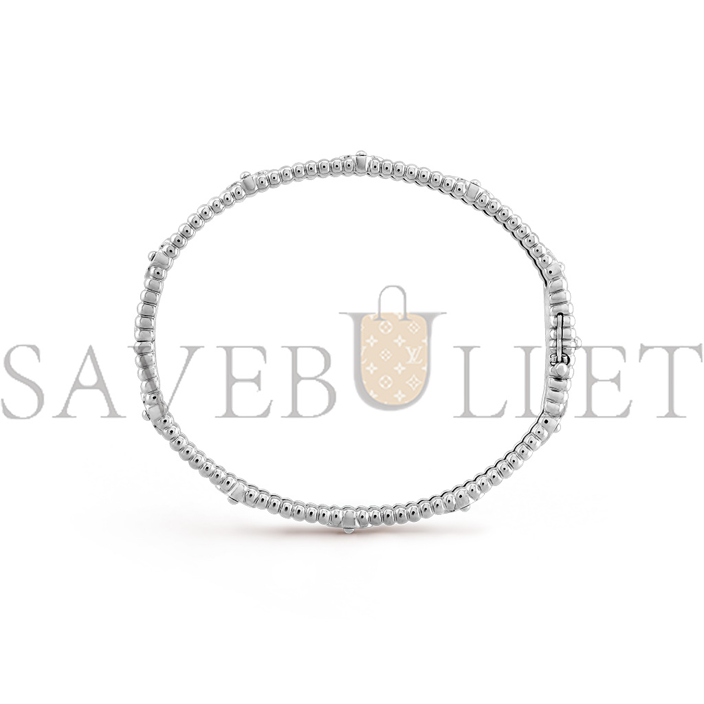 VAN CLEEF ARPELS PERLÉE SWEET CLOVERS BRACELET, EXTRA SMALL MODEL - WHITE GOLD, DIAMOND  VCARP6X800